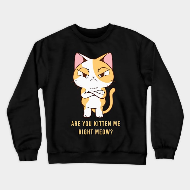 Are You kitten me right Meow, Pissed Cat Crewneck Sweatshirt by EquilibriumArt
